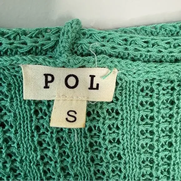 POL | Green Crochet Patchwork Knit Hooded Cardigan Granny Size Small Oversized - Picture 7 of 11